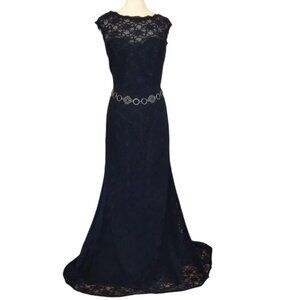 Mori Lee by Madeline Gardner Black Lace Formal Morticia Halloween Gown - 14